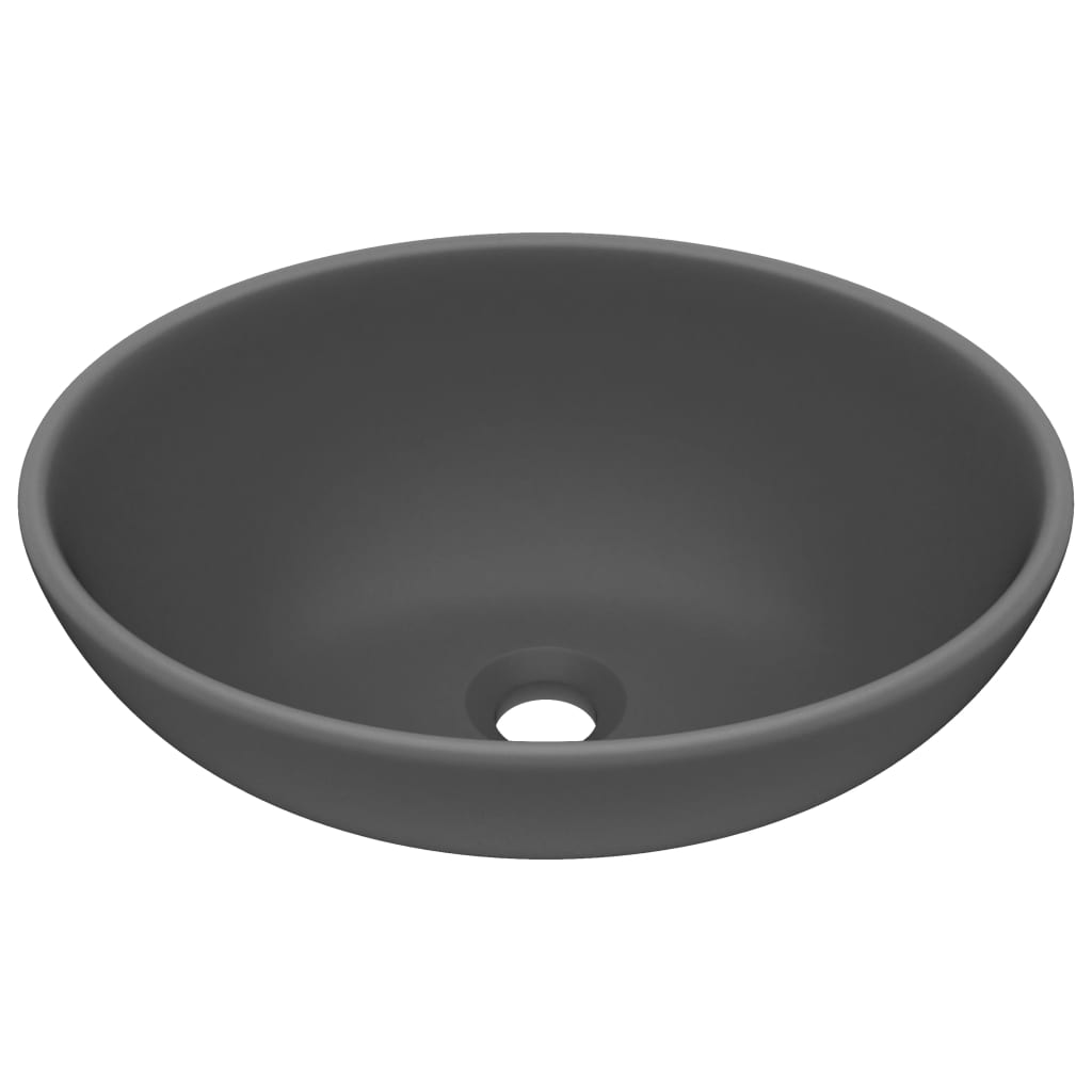 Vidaxl Washbasin Oval 40x33 cm keramisk matt mørkegrå