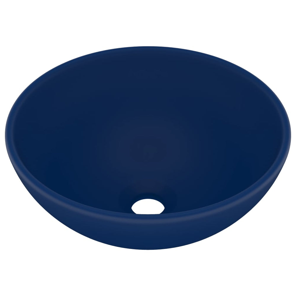 Vidaxl Washbasin Round 32.5x14 cm Mat de céramique bleu foncé