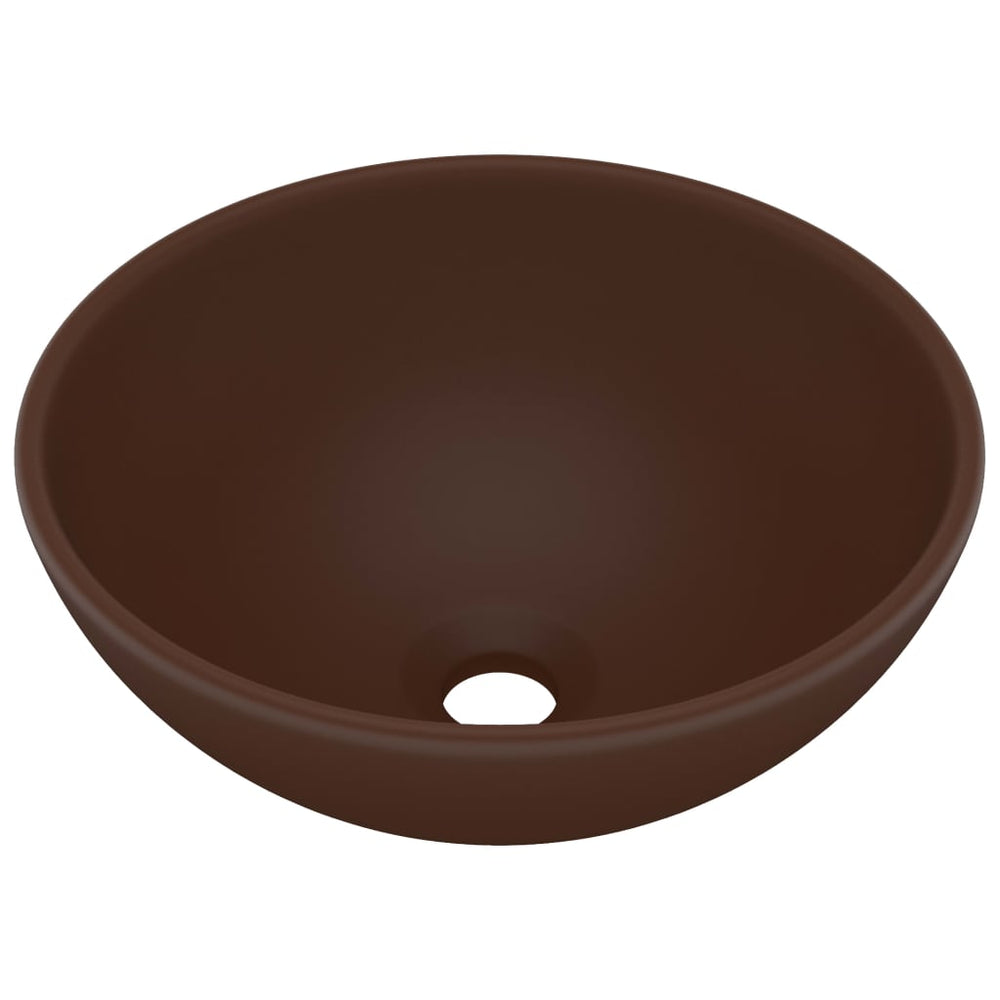 Vidaxl washbasin round 32.5x14 cm ceramic matte dark brown