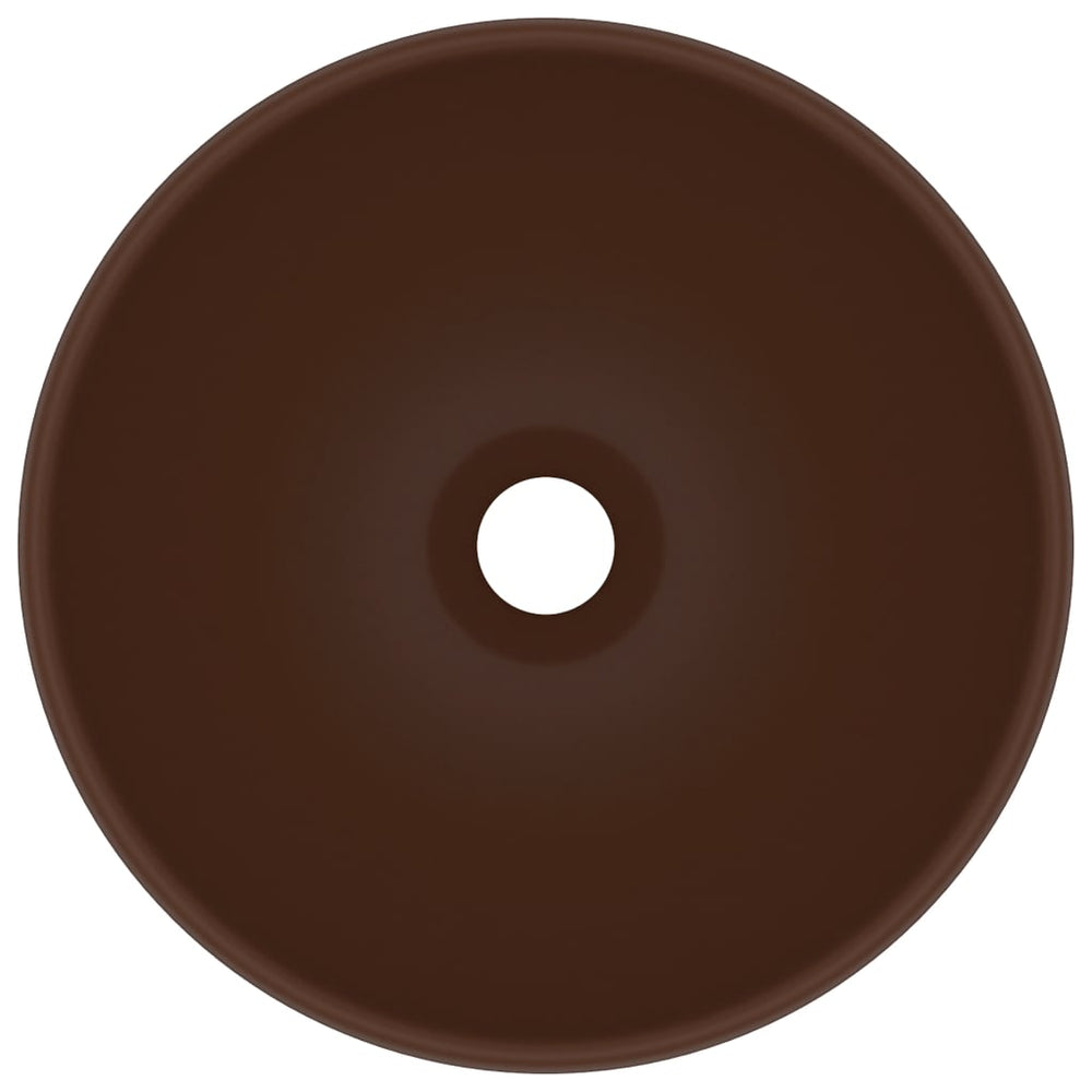 Vidaxl washbasin round 32.5x14 cm ceramic matte dark brown