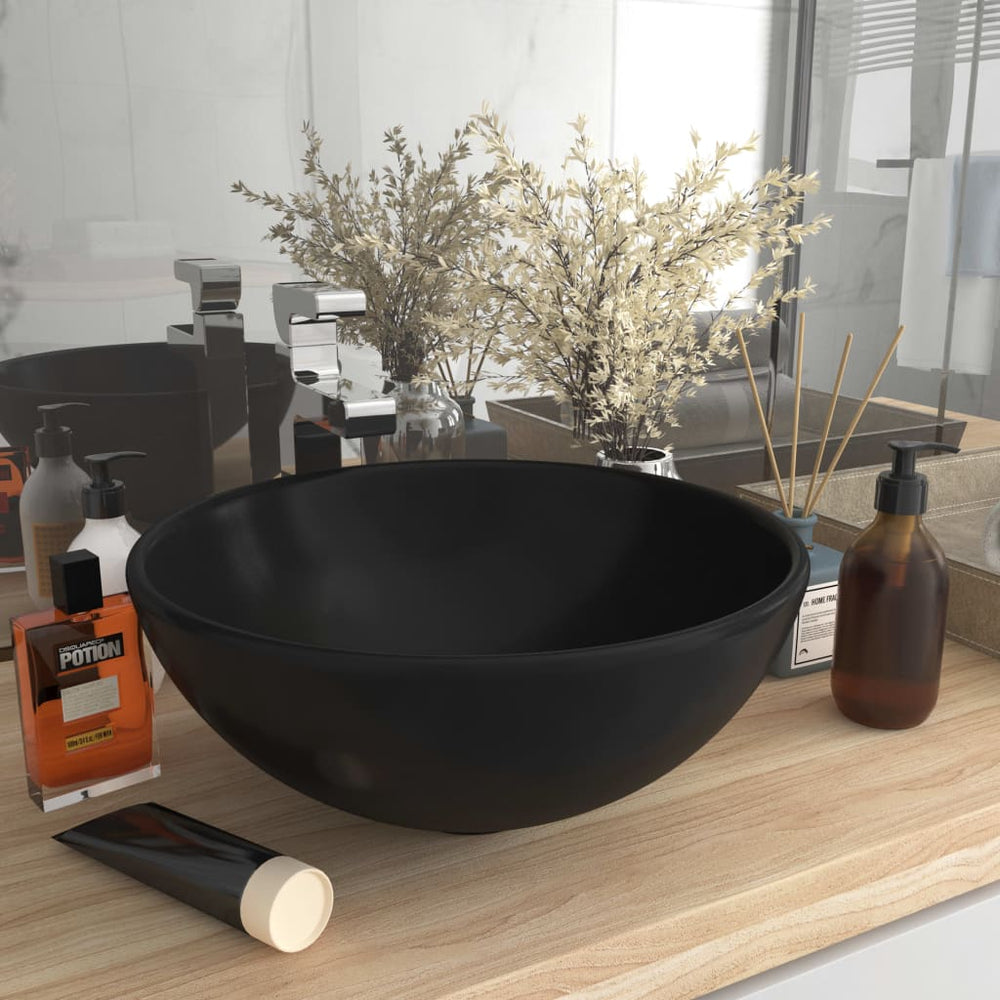 Vidaxl washbasin round 32.5x14 cm ceramic matte black