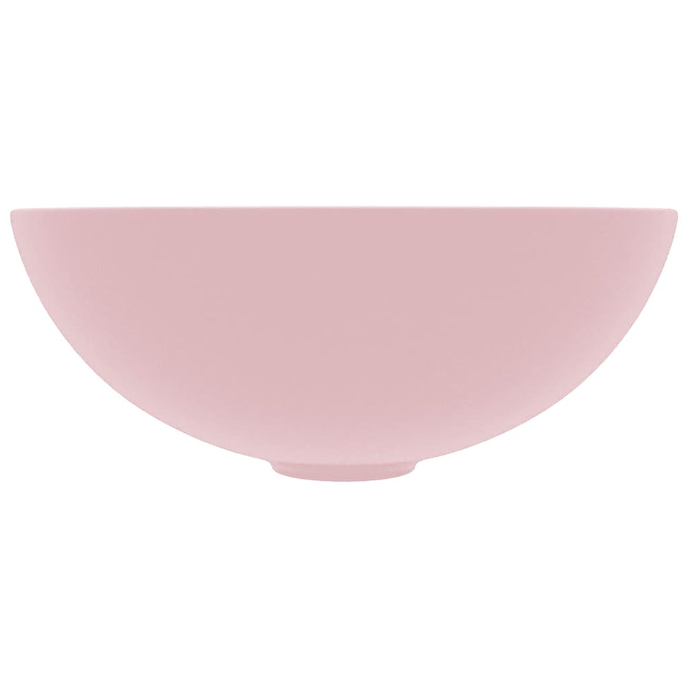 Vidaxl round ceramic washbasin matte pink