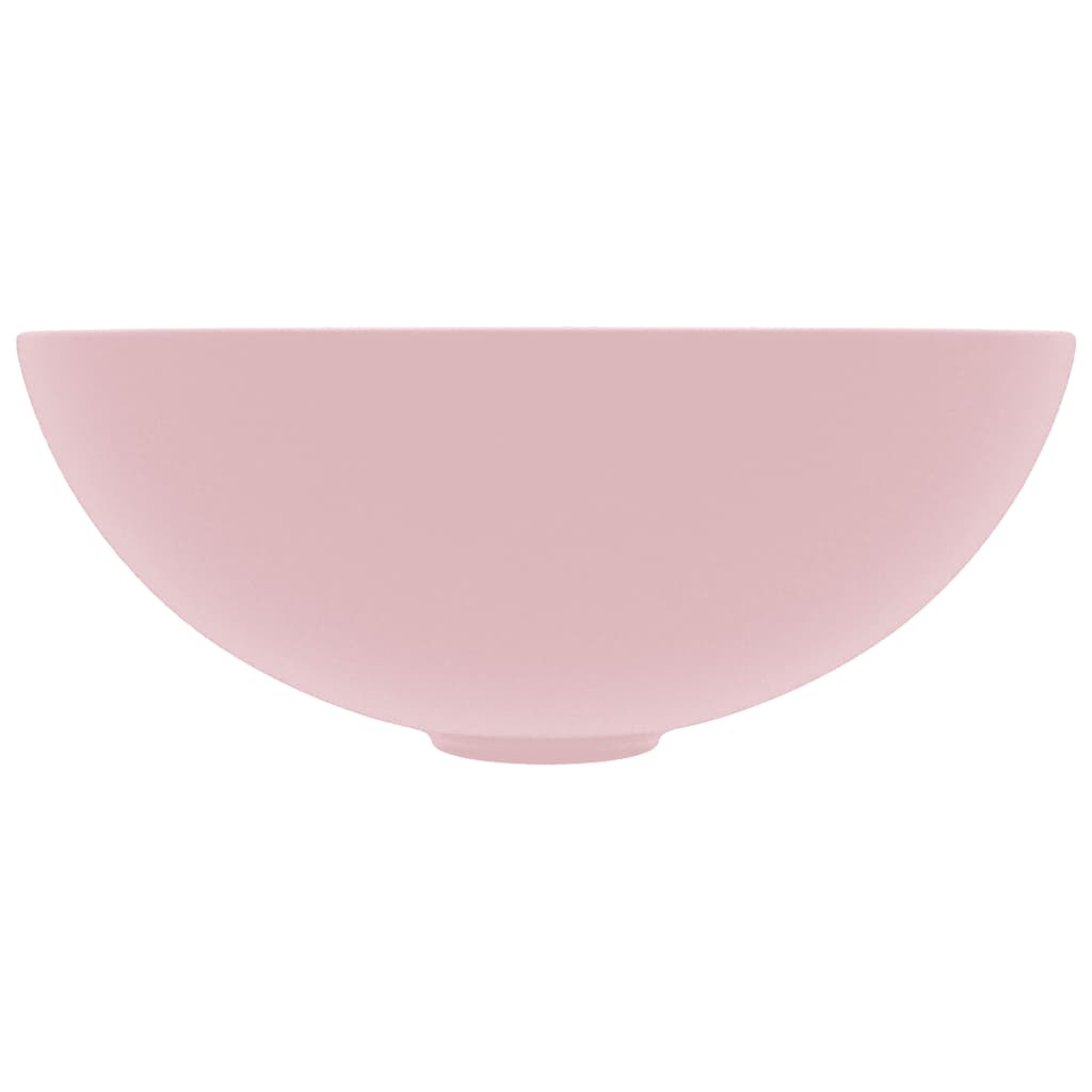 Vidaxl round ceramic washbasin matte pink