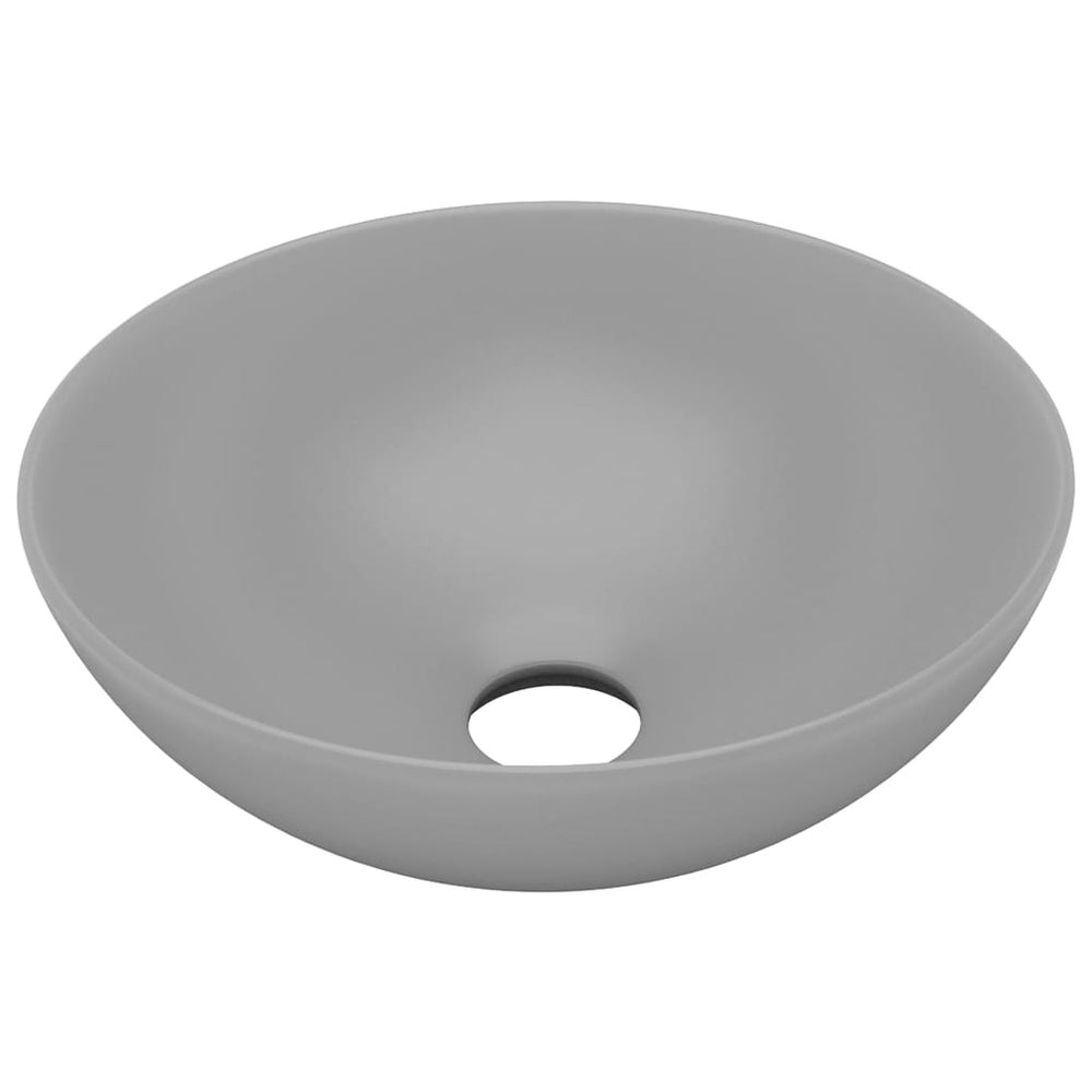 Vidaxl round ceramic washbasin light gray