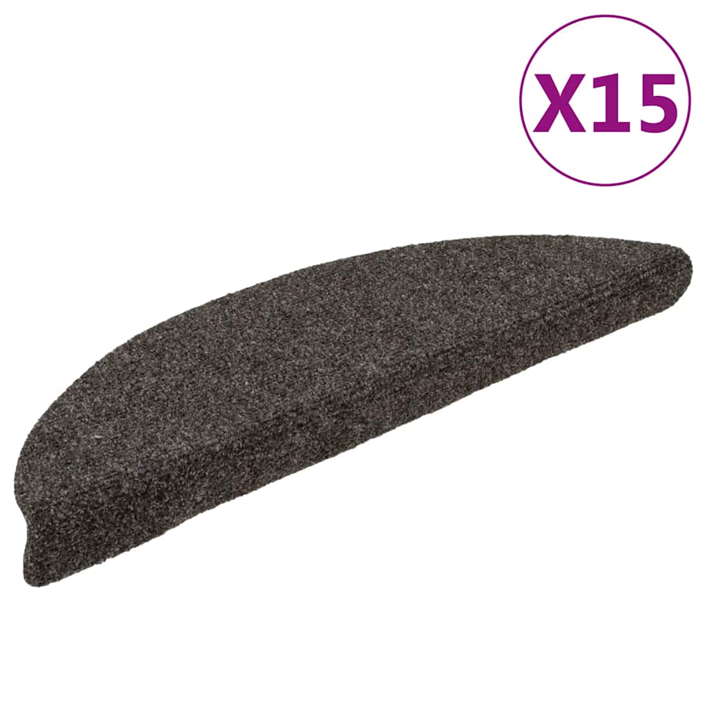 Vidaxl Stair Mats auto-adhésif 15 pièces 56x17x3 cm Hémisphère anthracite
