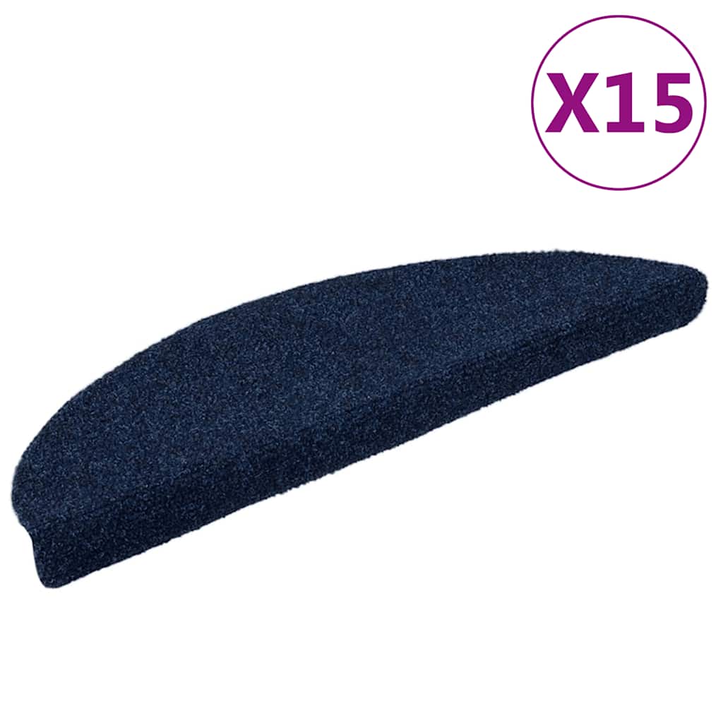 Vidaxl trapmatten zelfklevend 15 stuks 56x17x3 cm marineblauw halfrond