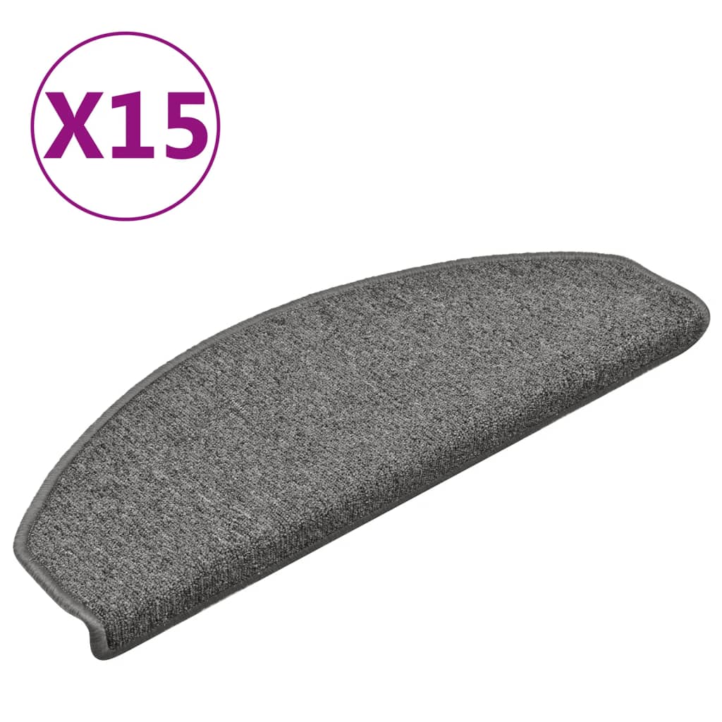 Mattes d'escalier Vidaxl 15 st 65x24x4 cm Hémisphère gris foncé grand