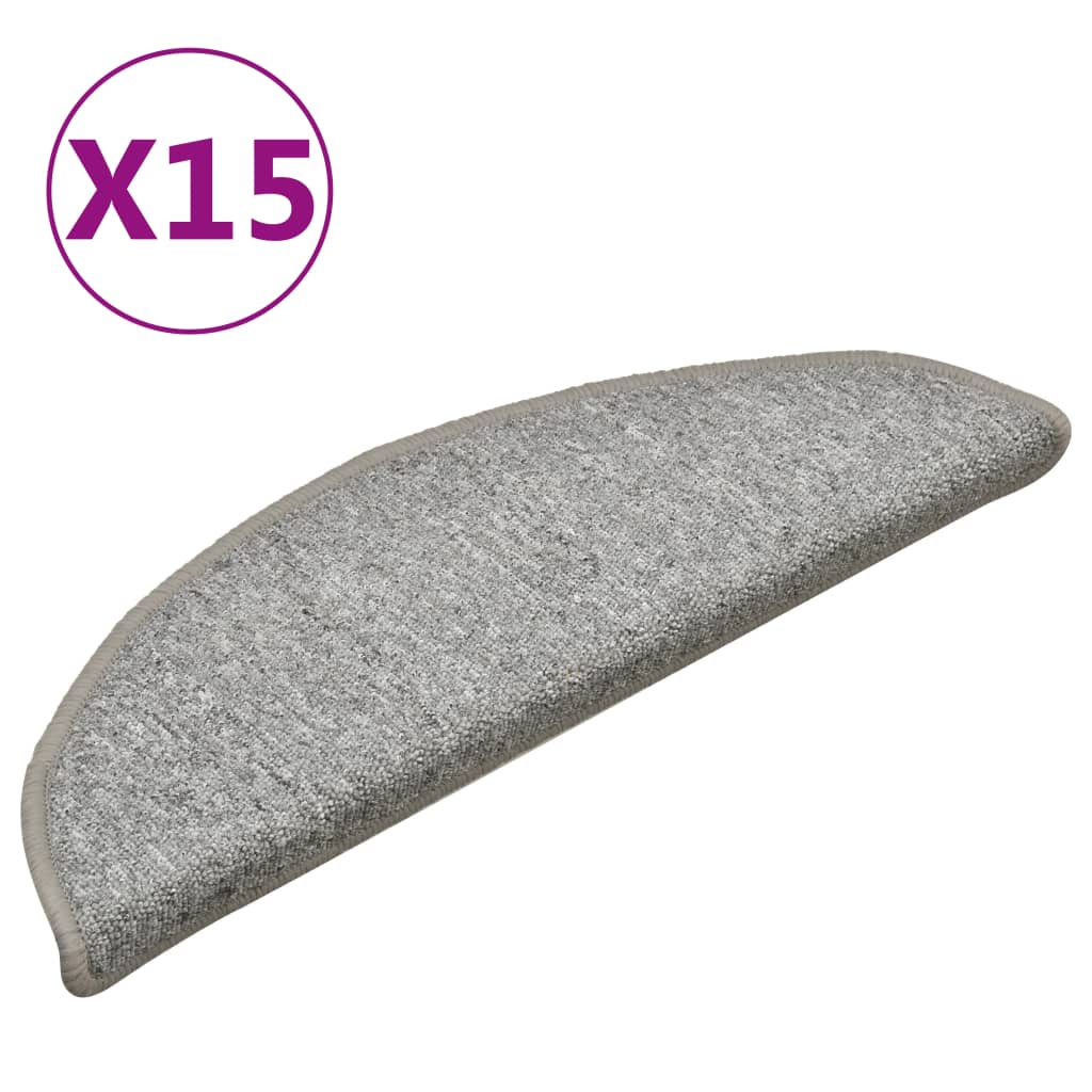 Mattes d'escalier Vidaxl 15 st 56x17x3 cm Hémisphère gris clair