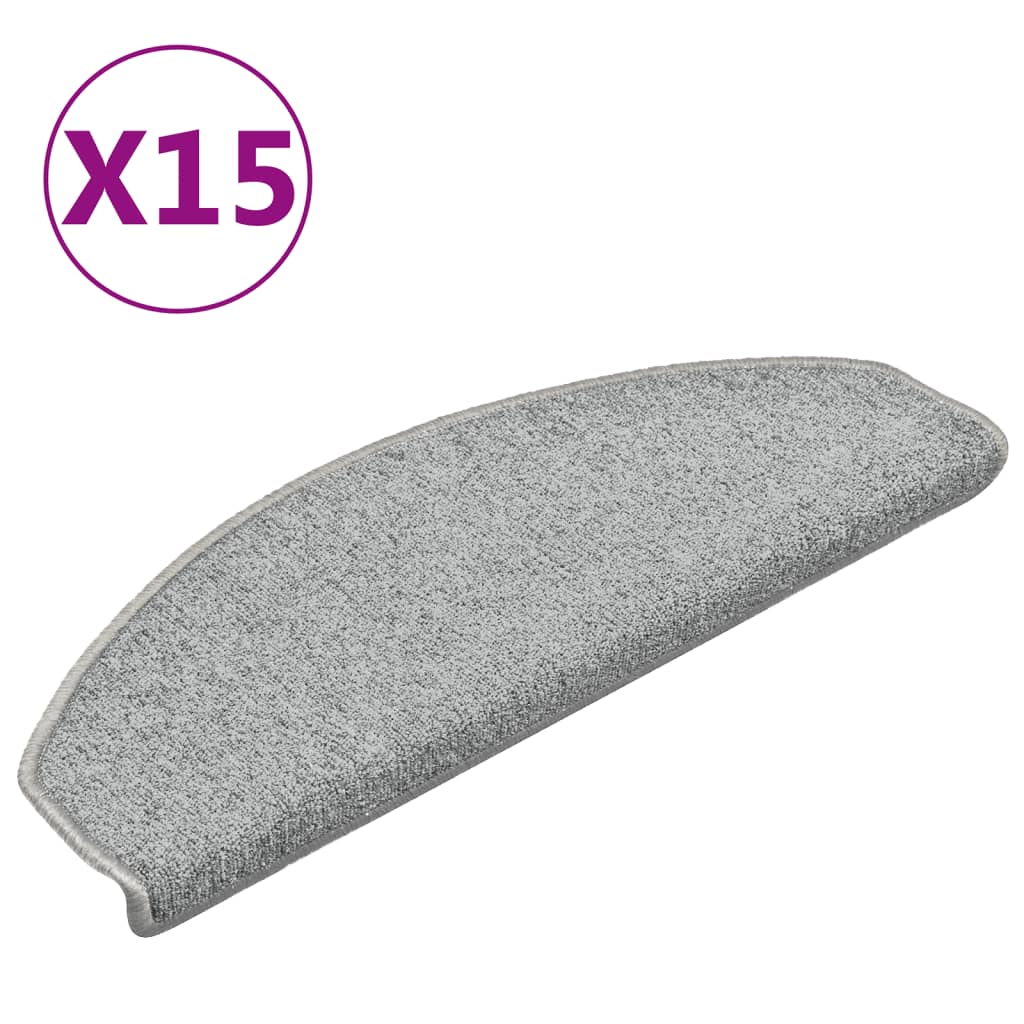 Mattes d'escalier Vidaxl 15 st 65x24x4 cm Gray clair semi-lions grandes