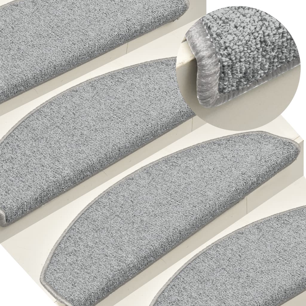 Mattes d'escalier Vidaxl 15 st 65x24x4 cm Gray clair semi-lions grandes