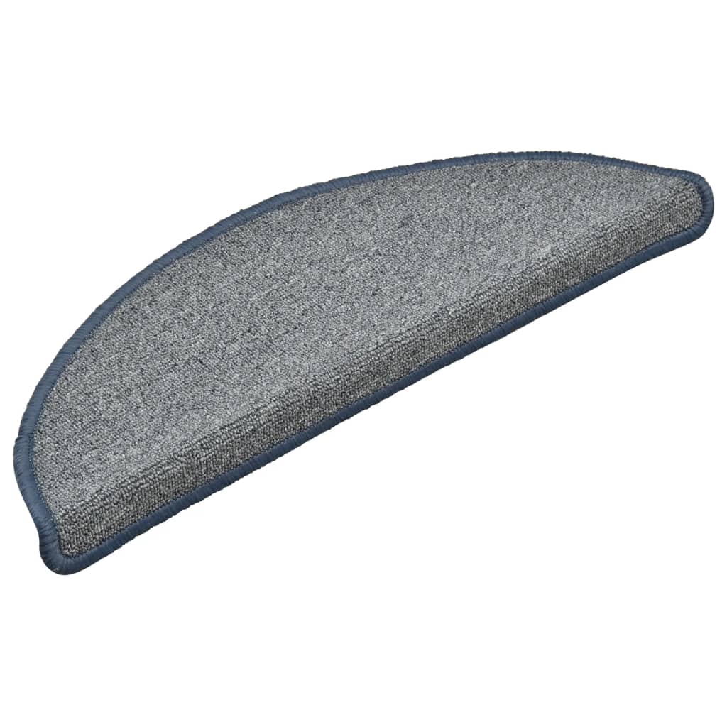 Vidaxl trapmatten 15 st 56x17x3 cm lichtgrijs en blauw halfrond