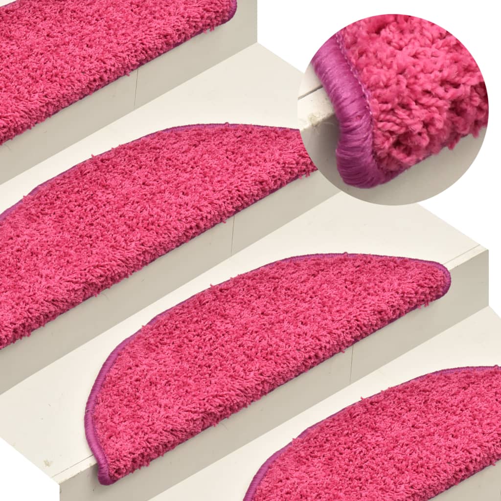 Vidaxl stair mats 15 st 56x17x3 cm pink