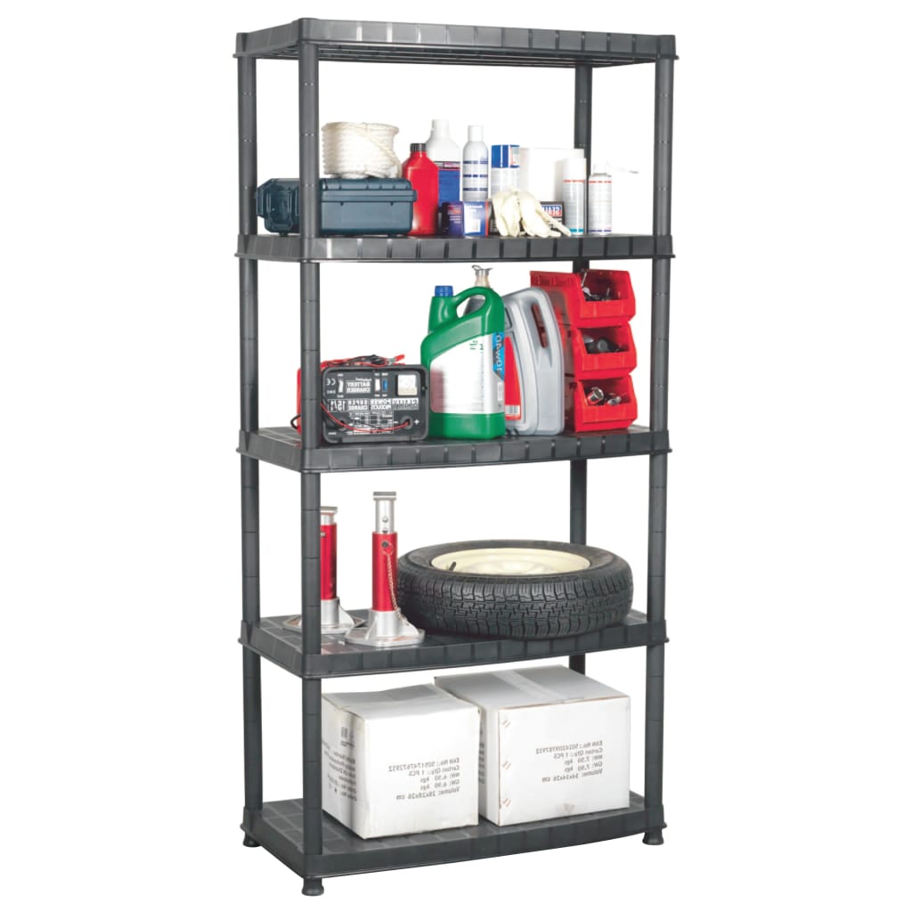 Vidaxl Storage Rack 5-lag 91,5x45,7x185 cm plast svart