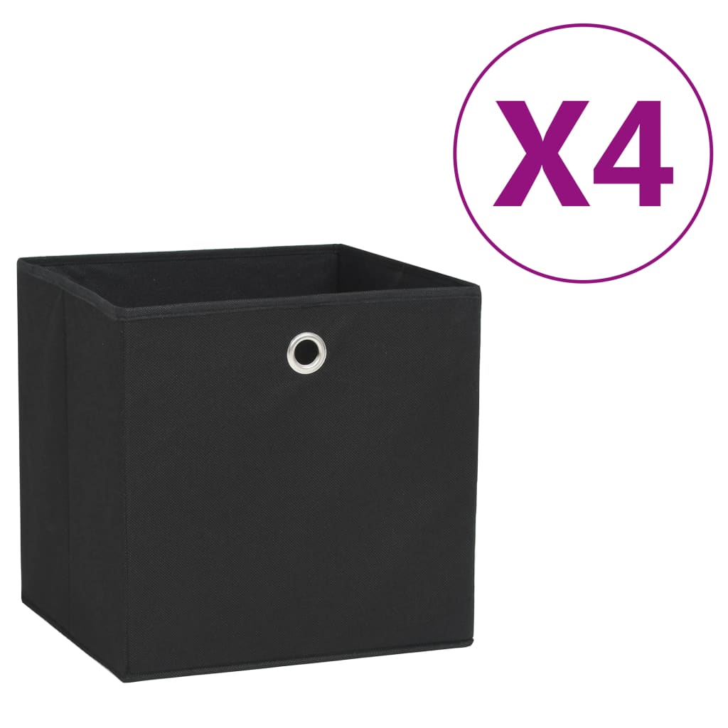 Vidaxl storage boxes 4 pcs 28x28x28 cm nonwoven fabric black