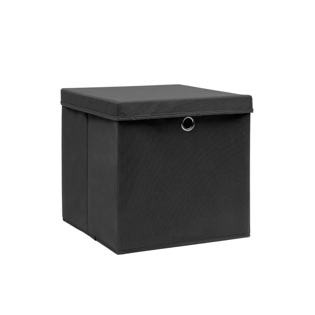 Vidaxl storage boxes with lid 4 pcs 28x28x28 cm black