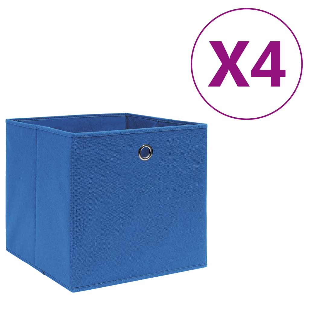VIDAXL -Speicherboxen 4 PCs 28x28x28 cm Nicht -verwobenes Stoff blau