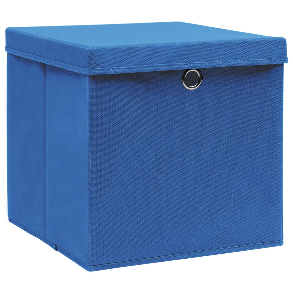 Boîtes de stockage Vidaxl avec couvercle 4 PCS 28x28x28 cm bleu