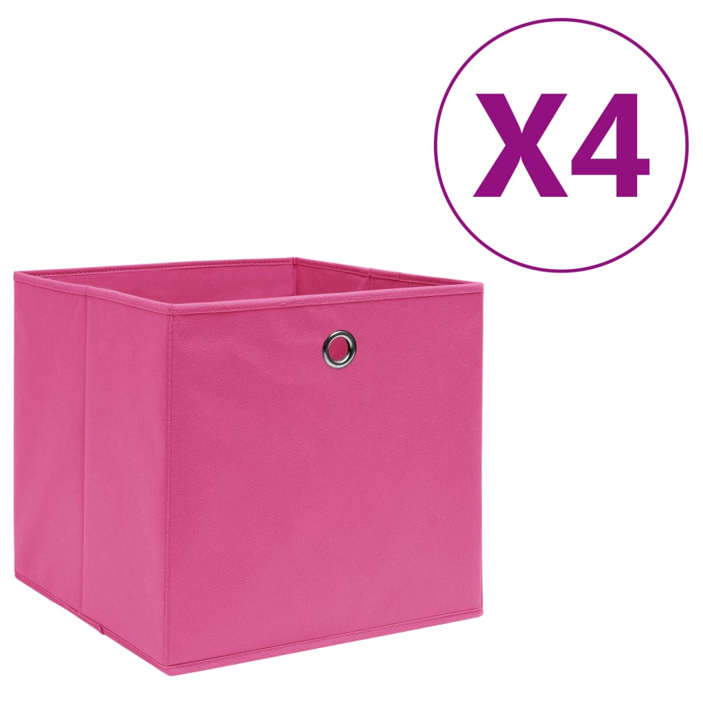 Vidaxl storage boxes 4 pcs 28x28x28 cm nonwoven fabric pink