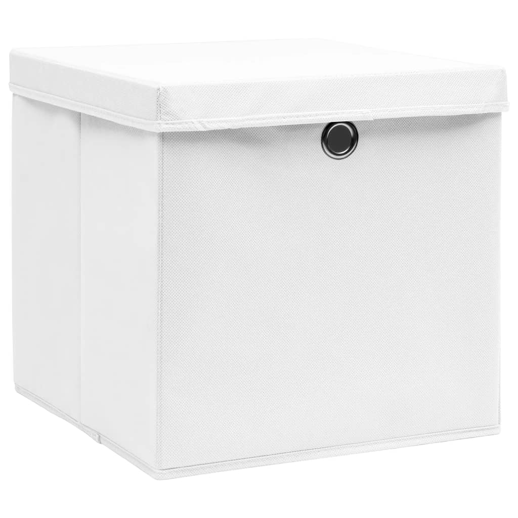 Boîtes de stockage Vidaxl avec couvercle 4 PCS 28x28x28 cm blanc