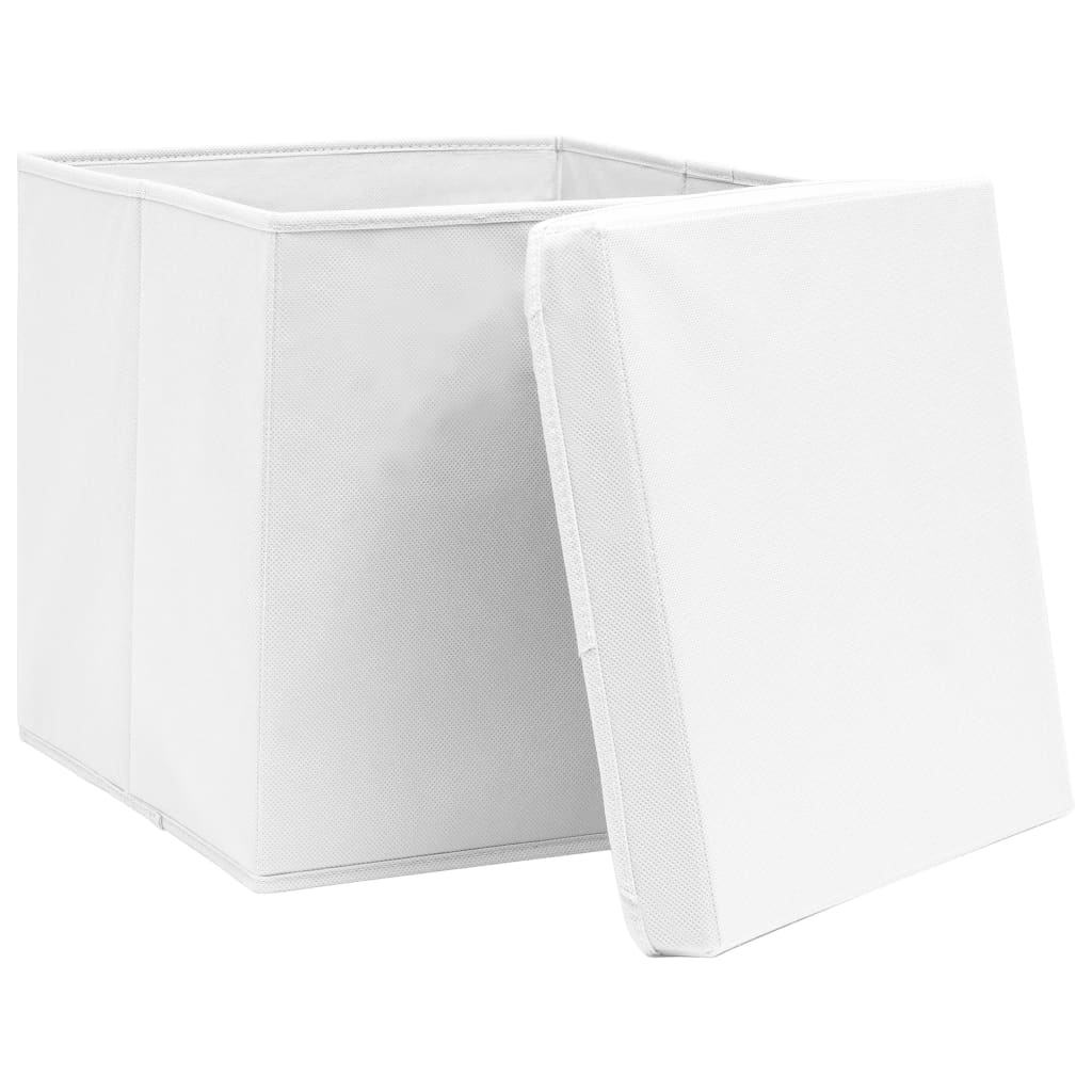 Boîtes de stockage Vidaxl avec couvercle 4 PCS 28x28x28 cm blanc