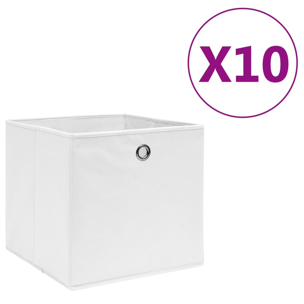 Vidaxl storage boxes 10 pcs 28x28x28 cm nonwoven fabric white