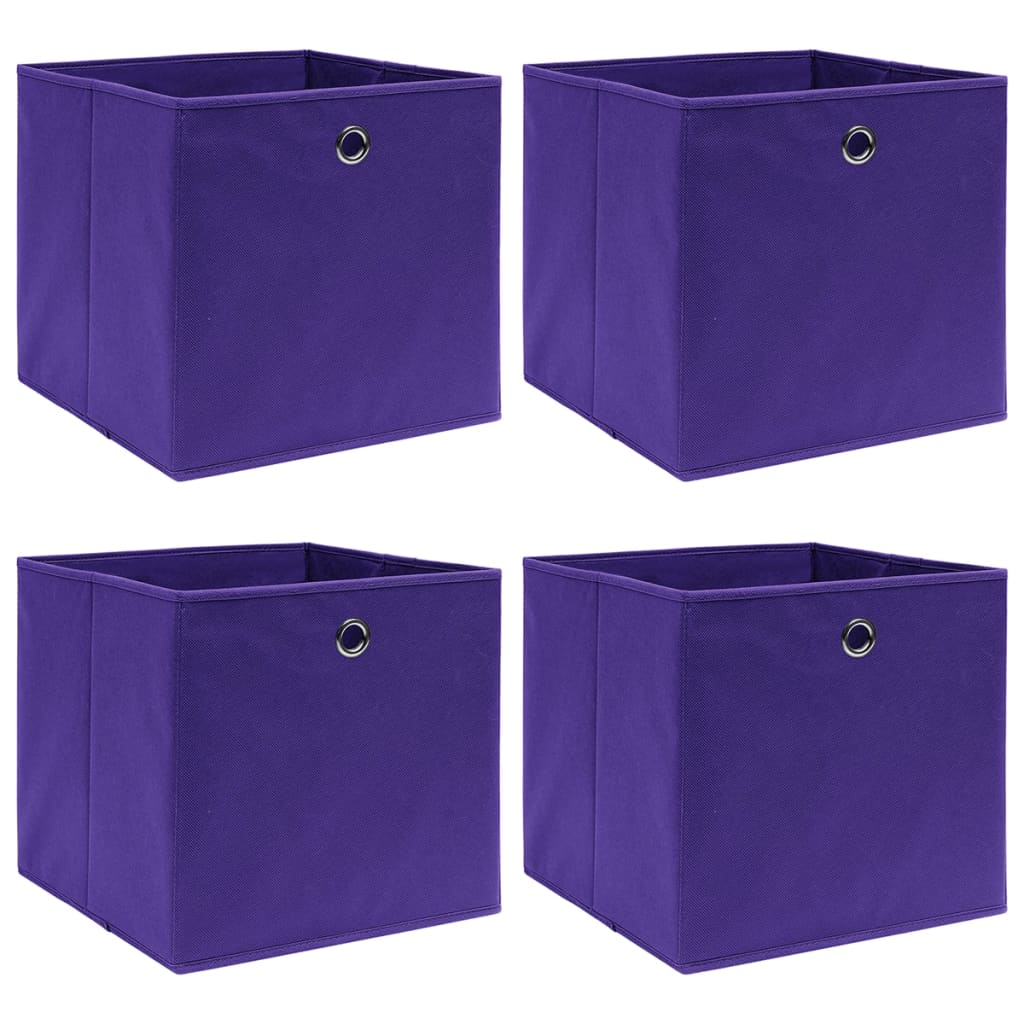 Scatole di archiviazione Vidaxl 4 pezzi 28x28x28 cm tessuto non tessuto viola