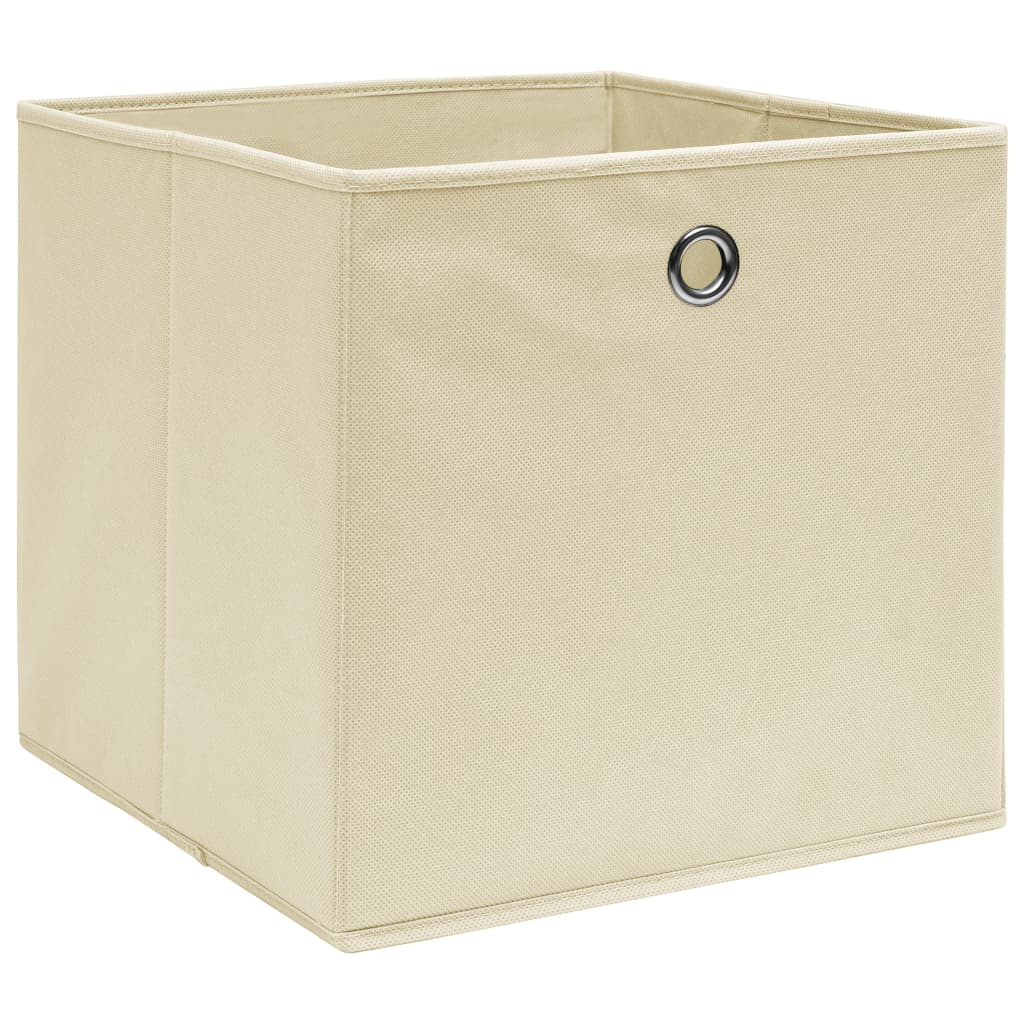 Boîtes de rangement Vidaxl 4 PCS 28x28x28 cm Crème en tissu non tissé -colore