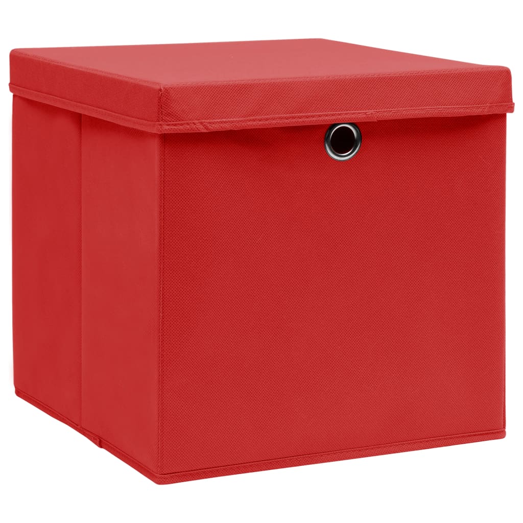 Vidaxl storage boxes with lid 4 pcs 28x28x28 cm red