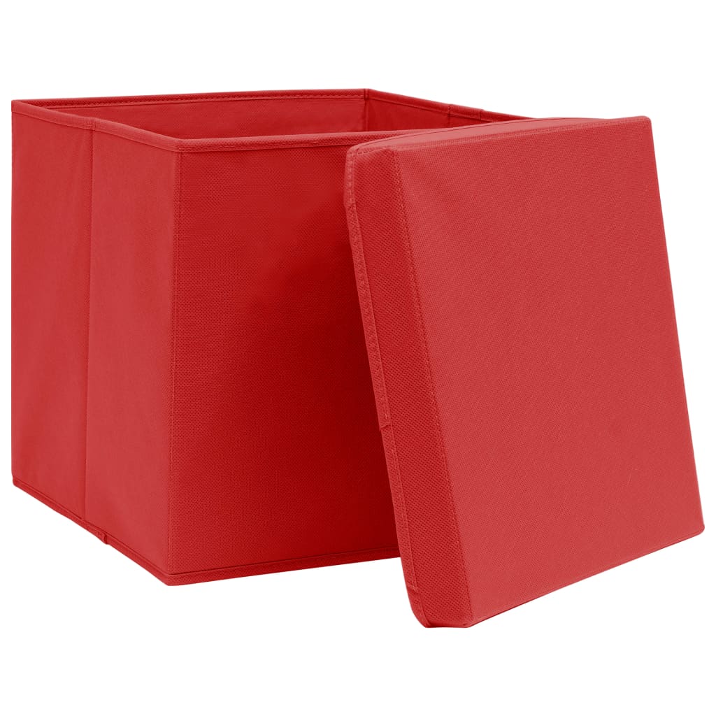 Vidaxl storage boxes with lid 4 pcs 28x28x28 cm red
