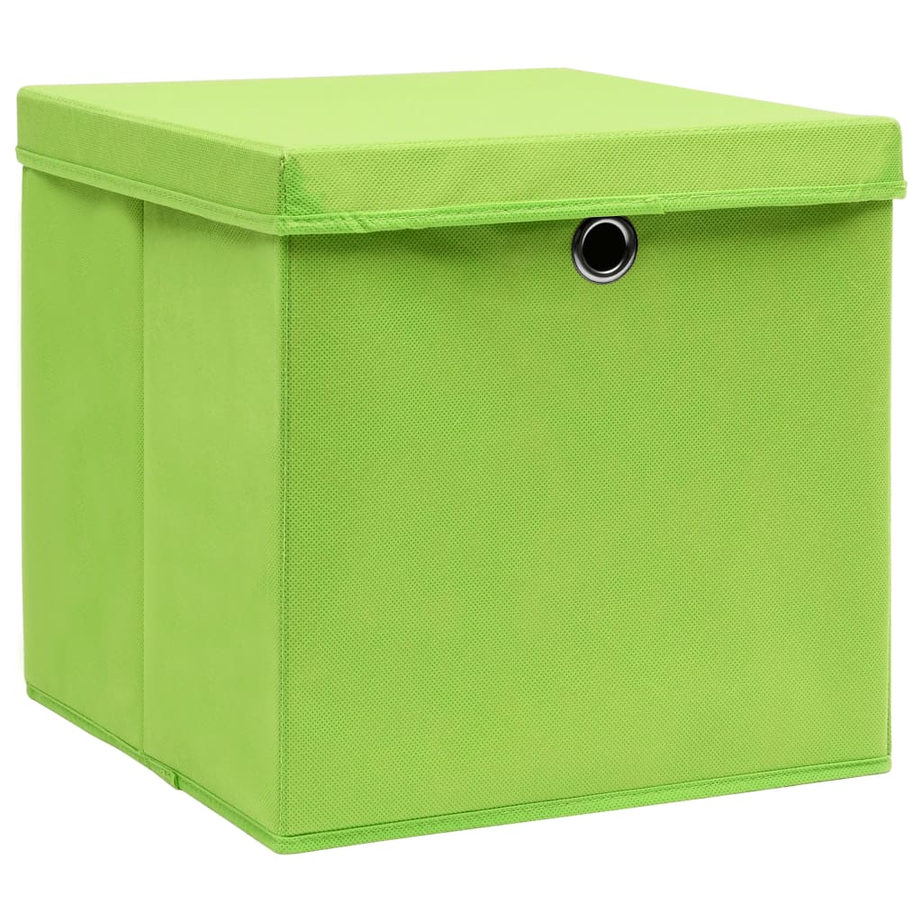 Vidaxl storage boxes with lid 4 pcs 28x28x28 cm green