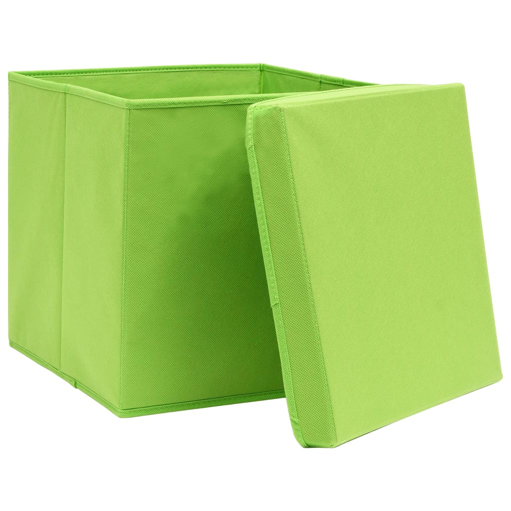 Vidaxl storage boxes with lid 4 pcs 28x28x28 cm green