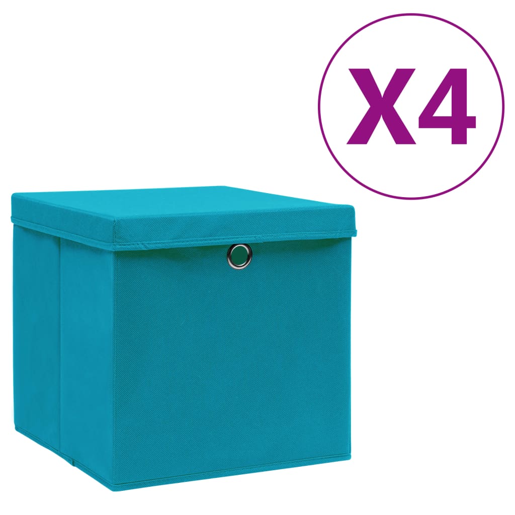 VIDAXL -Speicherboxen mit Deckel 4 PCs 28x28x28 cm Babyblau