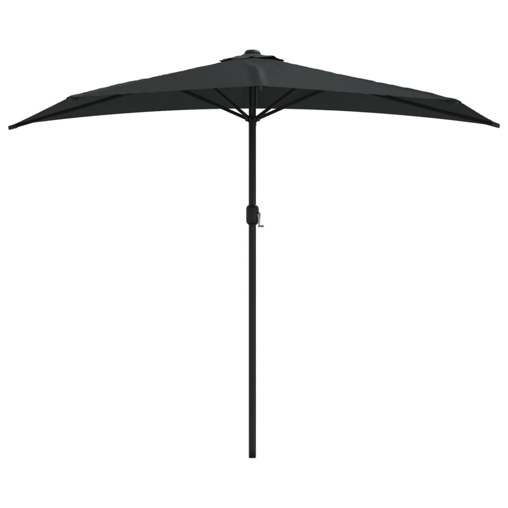 Vidaxl Half Balcony Parasol with Aluminum Pole 270x144x222 cm Black