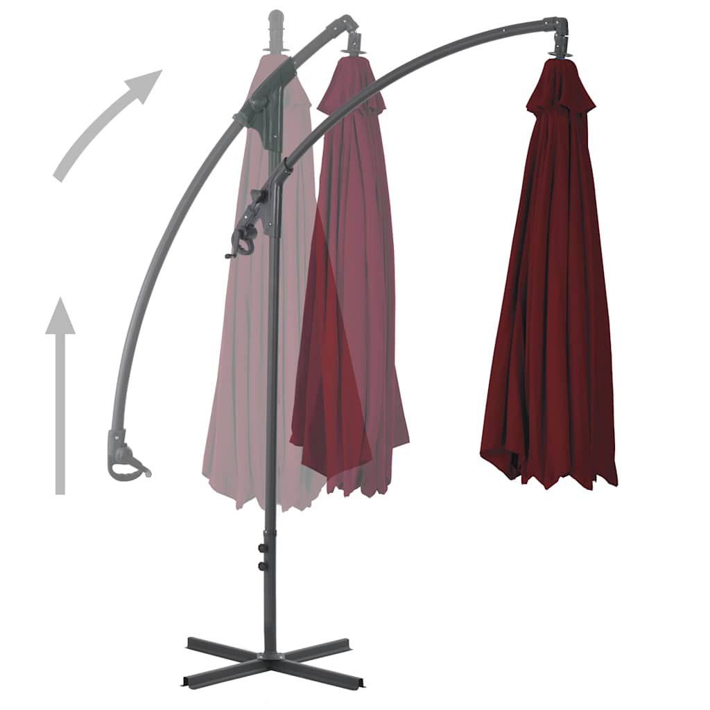Parasol flutuante de vidaxl com pólo de aço 250x250 cm de vinho vermelho