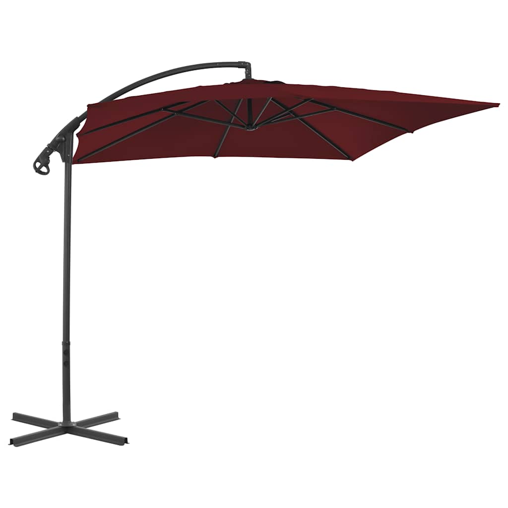 Parasol flutuante de vidaxl com pólo de aço 250x250 cm de vinho vermelho