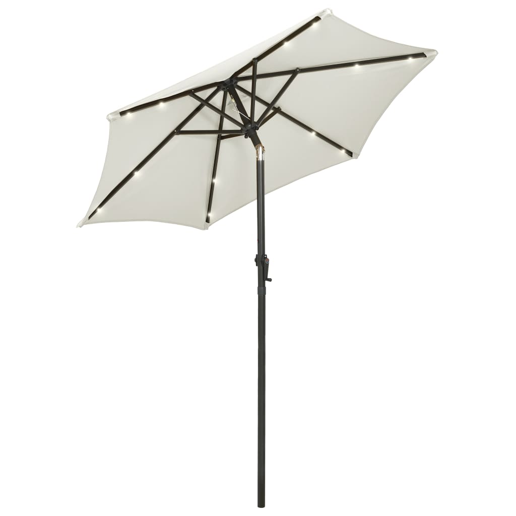 Vidaxl Parasol with LED Lighting 200x211 cm Aluminum Sand Color