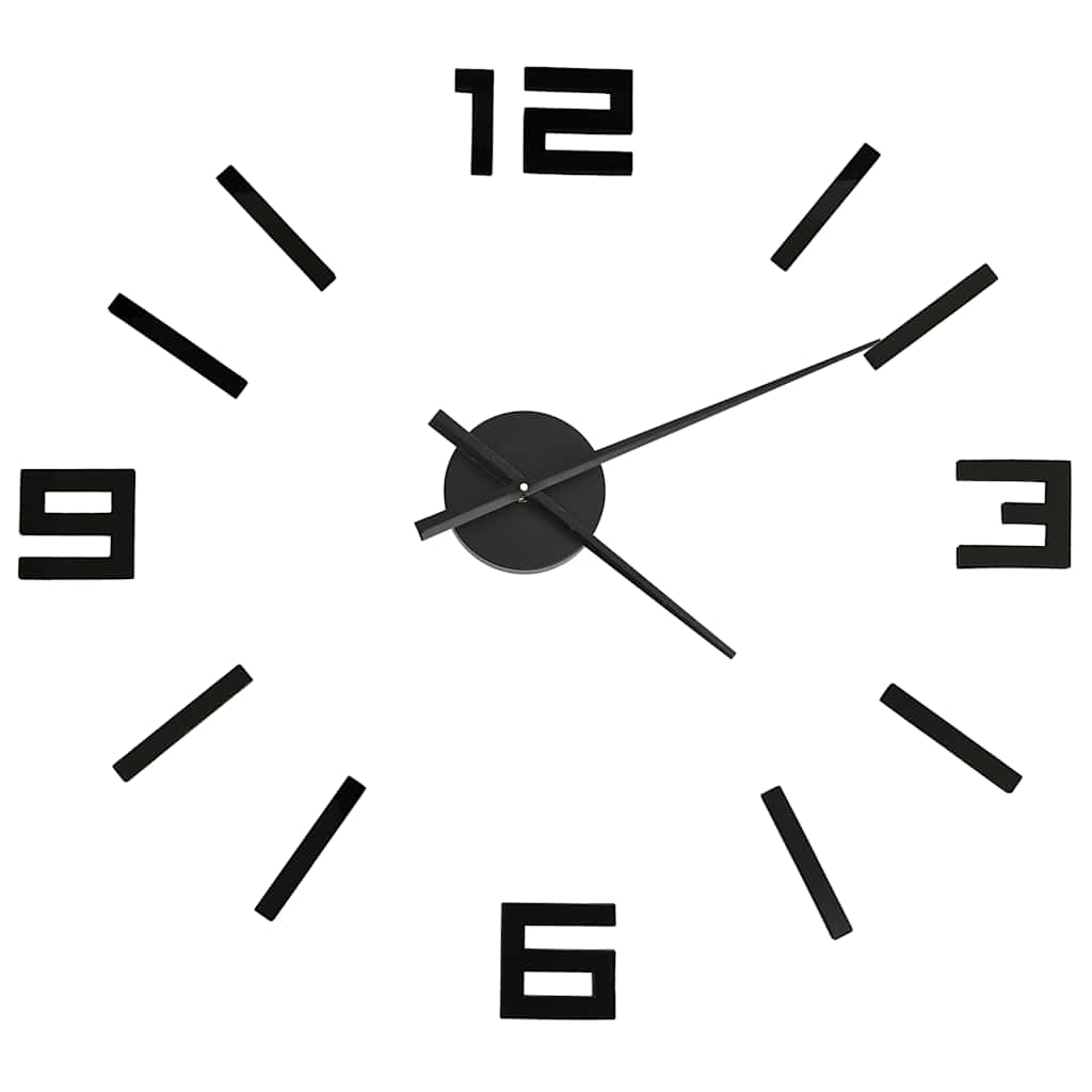 VidaXL Reloj de pared 3D moderno XXL 100 cm negro