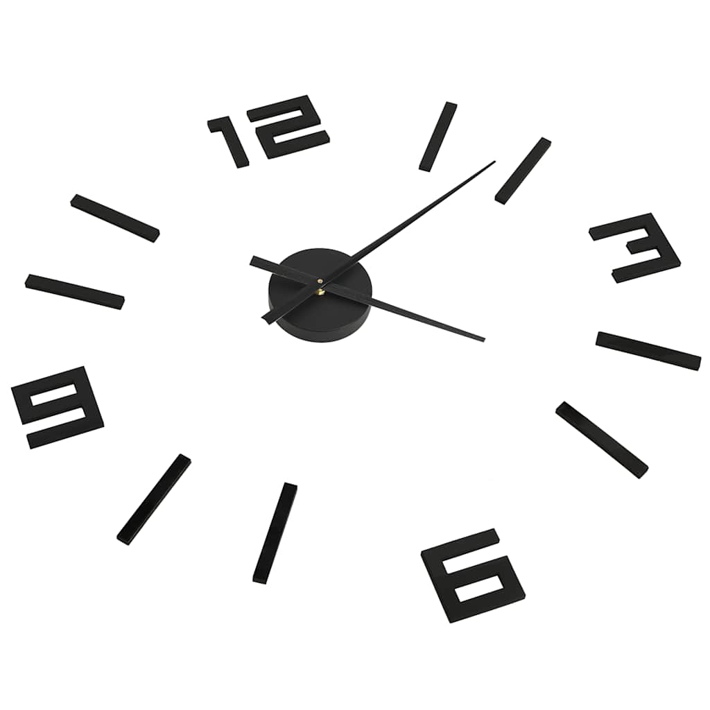 VidaXL Reloj de pared 3D moderno XXL 100 cm negro