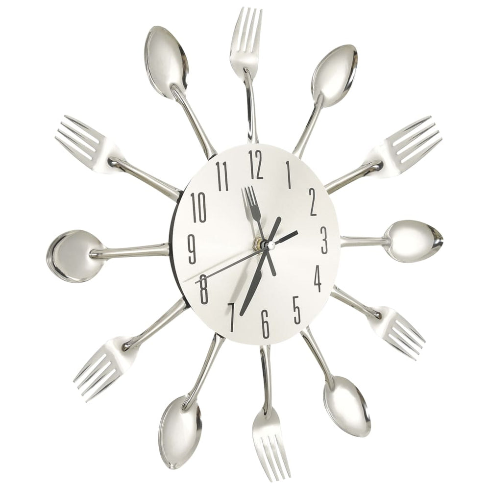 Vidaxl Reloj de pared Spoon y Fork 31 cm de aluminio de plata de color de aluminio