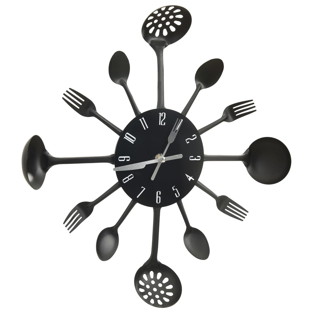 Vidaxl Wall Clock Löffel 40 cm Aluminium Schwarz