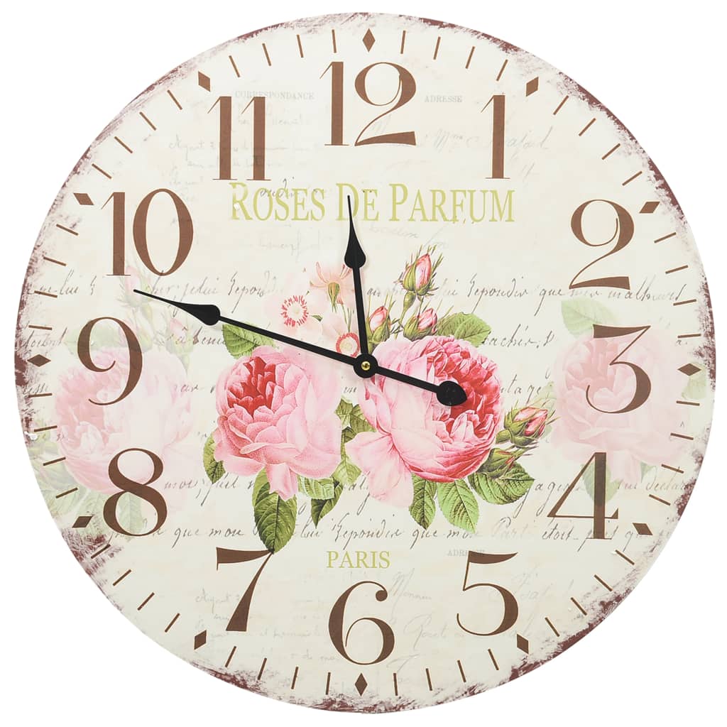 Vidaxl wall clock vintage style 60 cm flowers