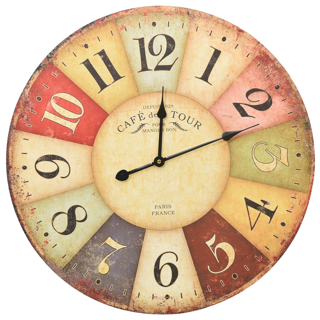 Vidaxl wall clock vintage style 60 cm multicolor