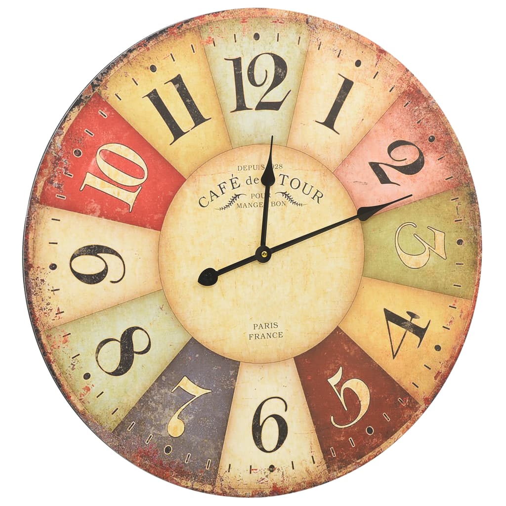 Vidaxl wall clock vintage style 60 cm multicolor
