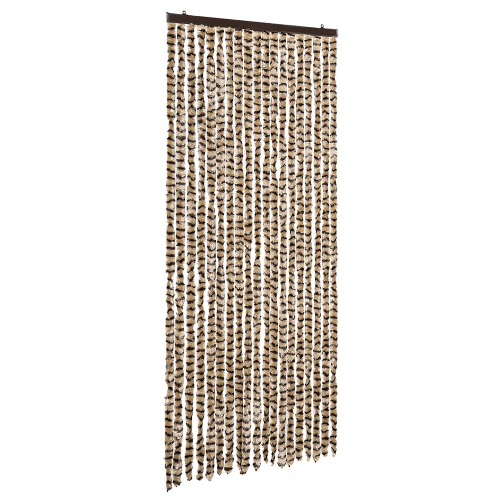 Vidaxl fly curtain 56x185 cm chenille beige and brown