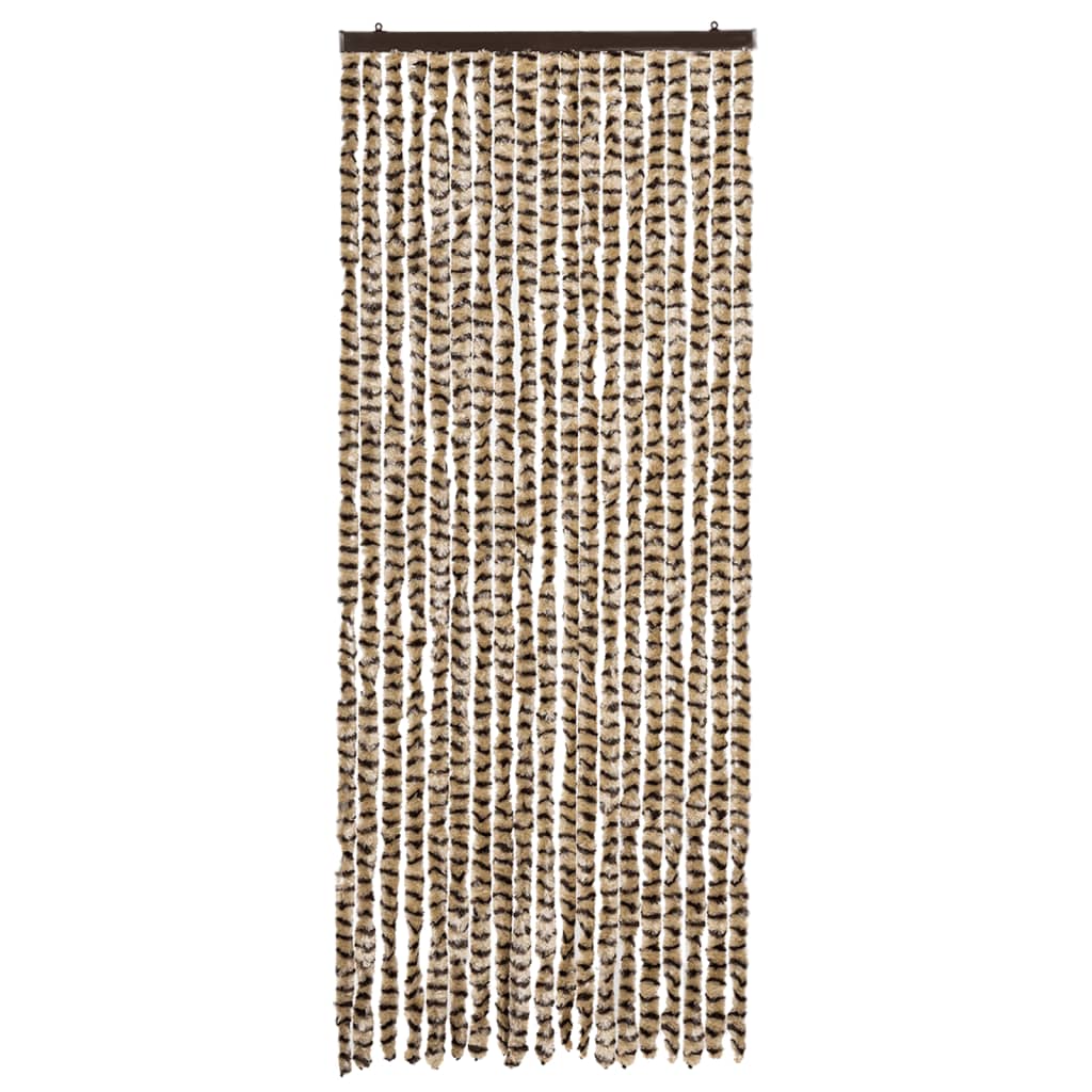 Vidaxl fly curtain 56x185 cm chenille beige and brown