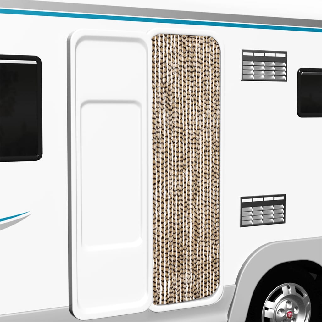 Vidaxl fly curtain 56x185 cm chenille beige and brown