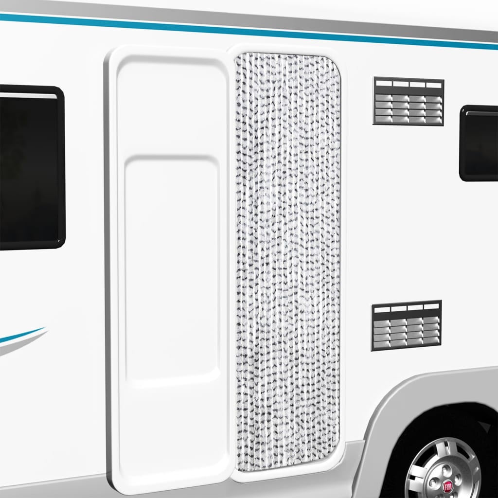 Vidaxl fly curtain 56x185 cm chenille light and dark gray