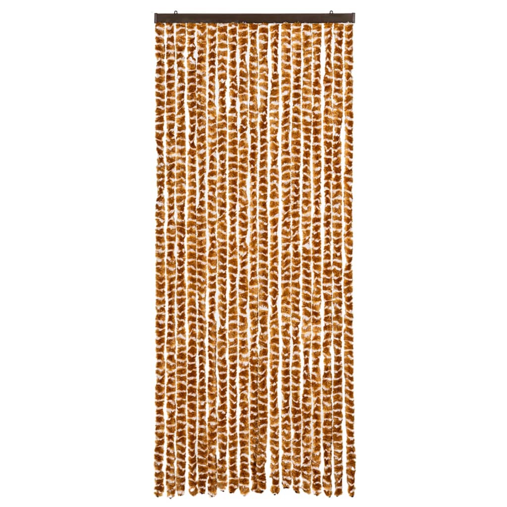 Vidaxl fly curtain 56x185 cm chenille ochre and white