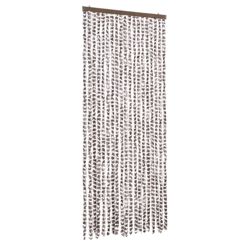Vidaxl fly curtain 56x185 cm chenille taupe and white