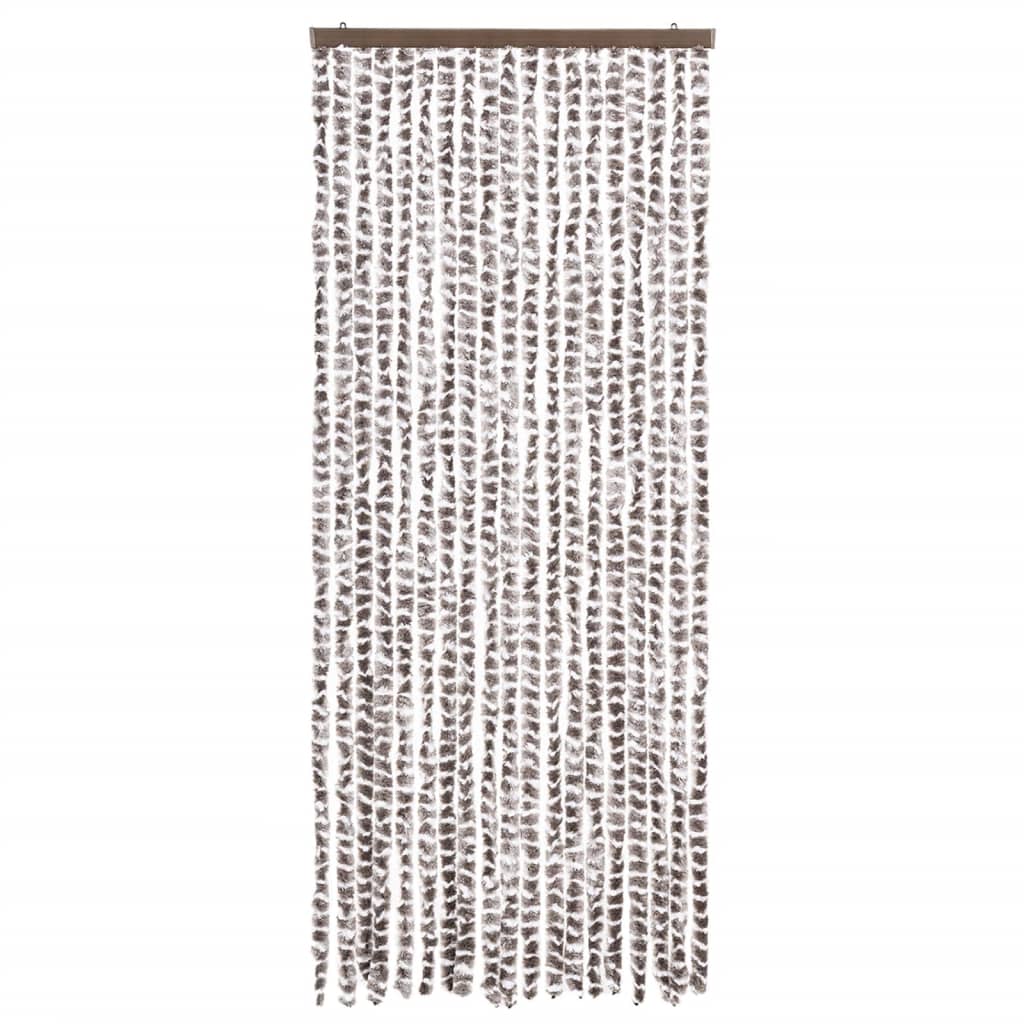Vidaxl fly curtain 56x185 cm chenille taupe and white